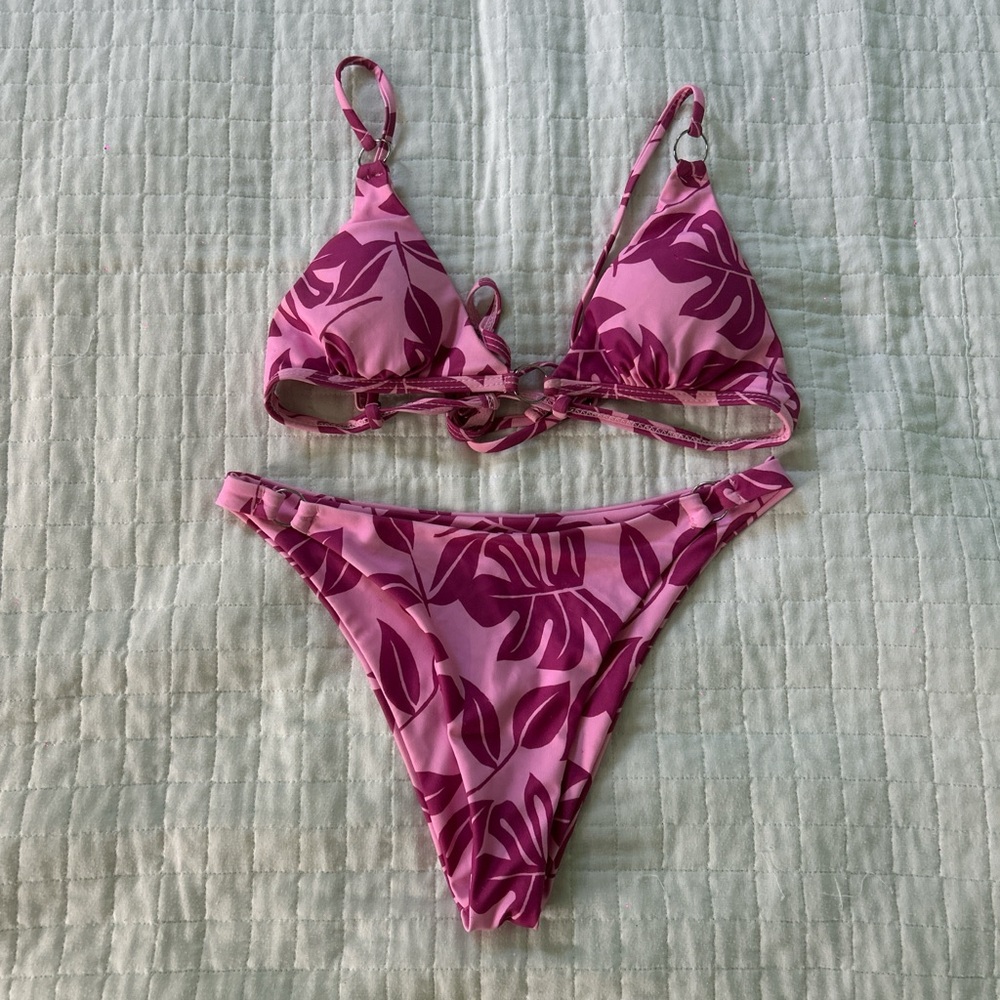 Amazon Pink and Purple Bikini Set with Floral Design